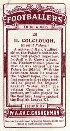 1997 Card Collectors Society 1914 Churchman's Footballers (Brown back) (reprint) #23 Horace Colclough Back