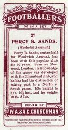 1997 Card Collectors Society 1914 Churchman's Footballers (Brown back) (reprint) #27 Percy Sands Back