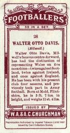 1997 Card Collectors Society 1914 Churchman's Footballers (Brown back) (reprint) #28 Walter Davis Back