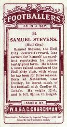 1997 Card Collectors Society 1914 Churchman's Footballers (Brown back) (reprint) #34 Sammy Stevens Back
