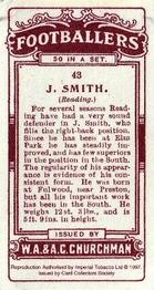 1997 Card Collectors Society 1914 Churchman's Footballers (Brown back) (reprint) #43 John Smith Back