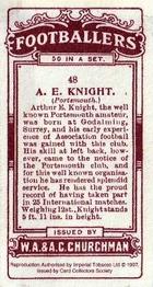 1997 Card Collectors Society 1914 Churchman's Footballers (Brown back) (reprint) #48 Arthur Knight Back