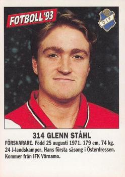 1993 Fotboll'93 #314 Glenn Stahl Front