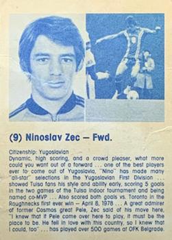 1978 Rainbo Bread Tulsa Roughnecks (NASL) #NNO Ninoslav Zec Back