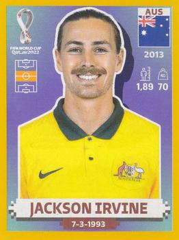 2022 Panini FIFA World Cup: Qatar 2022 Stickers (Blue Fronts w/ White Border) - Gold #AUS12 Jackson Irvine Front