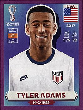 2022 Panini FIFA World Cup: Qatar 2022 Stickers (Blue Fronts w/ White Border) - Purple #USA13 Tyler Adams Front