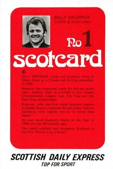 1972 Scottish Daily Express Scotcards Scottish Footballers #1 Billy Bremner Back