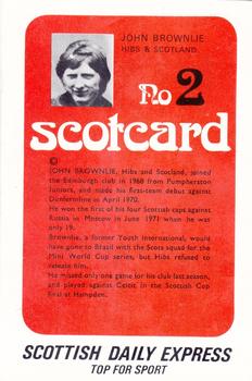 1972 Scottish Daily Express Scotcards Scottish Footballers #2 John Brownlie Back