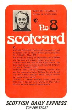 1972 Scottish Daily Express Scotcards Scottish Footballers #8 Archie Gemmill Back