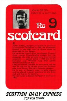 1972 Scottish Daily Express Scotcards Scottish Footballers #9 John Greig Back