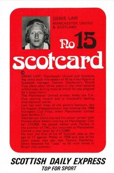 1972 Scottish Daily Express Scotcards Scottish Footballers #15 Denis Law Back