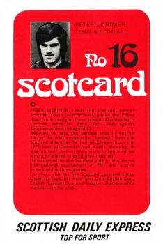 1972 Scottish Daily Express Scotcards Scottish Footballers #16 Peter Lorimer Back
