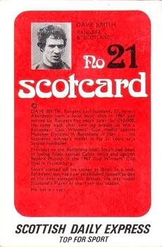 1972 Scottish Daily Express Scotcards Scottish Footballers #21 Dave Smith Back