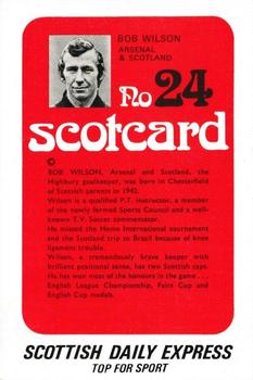 1972 Scottish Daily Express Scotcards Scottish Footballers #24 Bob Wilson Back