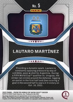 2022 Panini Prizm World Cup #5 Lautaro Martínez Back