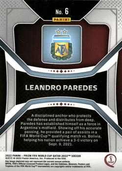 2022 Panini Prizm World Cup #6 Leandro Paredes Back
