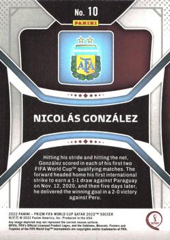 2022 Panini Prizm World Cup #10 Nicolas Gonzalez Back