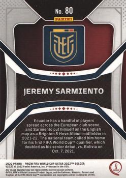 2022 Panini Prizm World Cup #80 Jeremy Sarmiento Back
