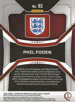 2022 Panini Prizm World Cup #93 Phil Foden Back