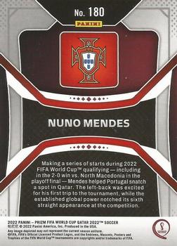2022 Panini Prizm World Cup #180 Nuno Mendes Back