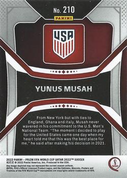 2022 Panini Prizm World Cup #210 Yunus Musah Back