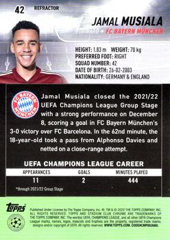 2021-22 Stadium Club Chrome UEFA Champions League - Refractor #42 Jamal Musiala Back