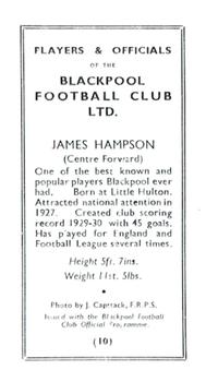 1935-36 Blackpool F.C. Programme Inserts #10 James Hampson Back