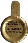 1926 Boys' Magazine Metal Lapel Badges #NNO W. Davies Back