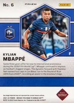 2021-22 Panini Mosaic Road to FIFA World Cup - Silver #6 Kylian Mbappe Back