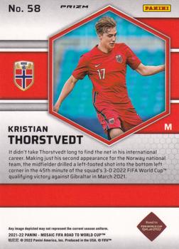 2021-22 Panini Mosaic Road to FIFA World Cup - Mosaic Reactive Red #58 Kristian Thorstvedt Back