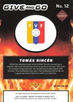 2021-22 Panini Mosaic Road to FIFA World Cup - Give and Go Mosaic #12 Tomas Rincon Back