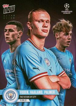 2022-23 Topps Now UEFA Champions League - Preseason Player Signings Purple #PS03 Foden / Haaland / Palmer Front