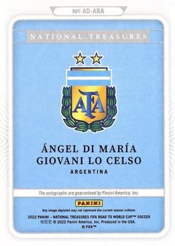 2022 Panini National Treasures FIFA Road to World Cup - Autographs Dual #AD-ARA Angel Di Maria / Giovani Lo Celso Back