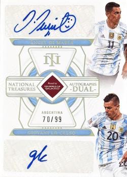 2022 Panini National Treasures FIFA Road to World Cup - Autographs Dual #AD-ARA Angel Di Maria / Giovani Lo Celso Front