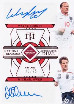 2022 Panini National Treasures FIFA Road to World Cup - Autographs Dual Ruby #AD-ENB Wayne Rooney / Michael Owen Front