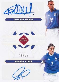 2022 Panini National Treasures FIFA Road to World Cup - Autographs Dual Ruby #AD-FRB Thierry Henry / Robert Pires Front