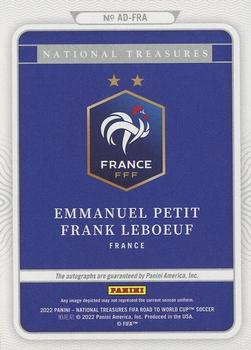 2022 Panini National Treasures FIFA Road to World Cup - Autographs Dual Platinum #AD-FRA Emmanuel Petit / Frank Leboeuf Back