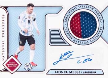 2022 Panini National Treasures FIFA Road to World Cup - Century Material Signatures Ruby #CE-LEO Lionel Messi Front