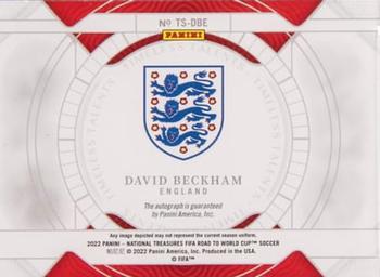 2022 Panini National Treasures FIFA Road to World Cup - Timeless Talents Signatures Sapphire #TS-DBE David Beckham Back