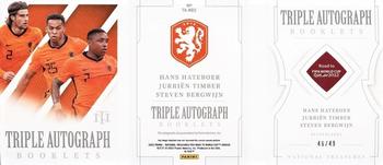 2022 Panini National Treasures FIFA Road to World Cup - Triple Autograph Booklets #TA-ND2 Hans Hateboer / Jurrien Timber / Steven Bergwijn Back