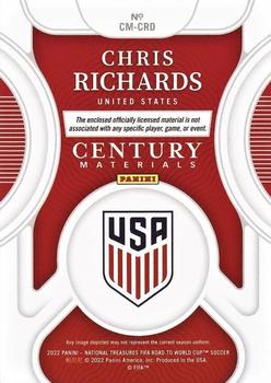 2022 Panini National Treasures FIFA Road to World Cup - Century Materials Sapphire #CM-CRD Chris Richards Back
