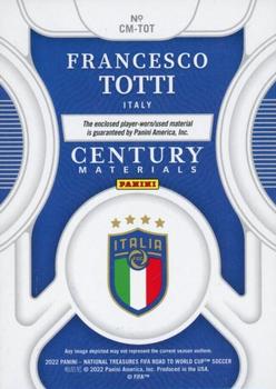 2022 Panini National Treasures FIFA Road to World Cup - Century Materials Sapphire #CM-TOT Francesco Totti Back