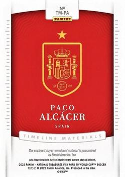 2022 Panini National Treasures FIFA Road to World Cup - Timeline Materials #TM-PA Paco Alcacer Back