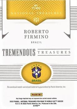 2022 Panini National Treasures FIFA Road to World Cup - Tremendous Treasures Sapphire #TT-RFO Roberto Firmino Back