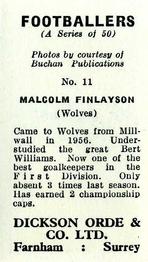 1960 Dickson Orde & Co. Ltd. Footballers #11 Malcolm Finlayson Back