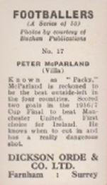 1960 Dickson Orde & Co. Ltd. Footballers #17 Peter McParland Back