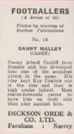 1960 Dickson Orde & Co. Ltd. Footballers #19 Danny Malloy Back