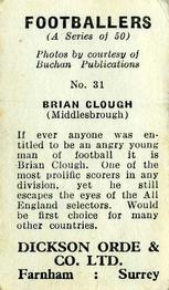 1960 Dickson Orde & Co. Ltd. Footballers #31 Brian Clough Back