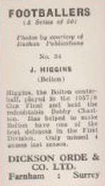 1960 Dickson Orde & Co. Ltd. Footballers #34 John Higgins Back
