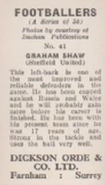 1960 Dickson Orde & Co. Ltd. Footballers #41 Graham Shaw Back